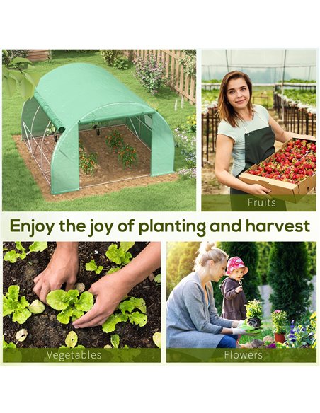 Outsunny Polytunnel Greenhouse Walk-in Grow House Tent with Roll-up Sidewalls, Zipped Door and 6 Windows, 3x3x2m Green 845-612V0 - pic 38997 | FastDaddyshop