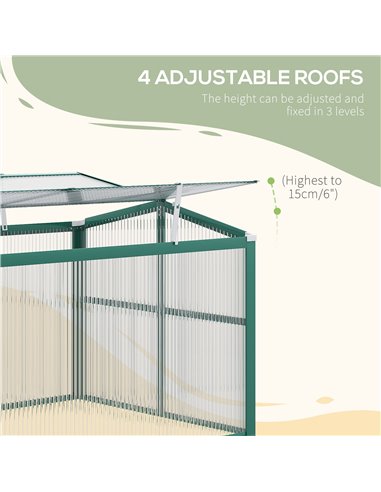 Outsunny Aluminium Polycarbonate Greenhouse, Dark Green 845-084V00GN