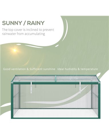 Outsunny Aluminium Polycarbonate Greenhouse Cold Frame Grow House, Openable Top for Flowers and Vegetables, 130x70x61cm 845-084V