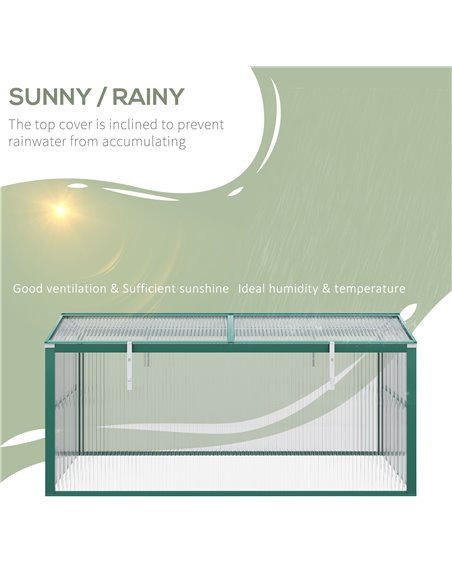 Outsunny Aluminium Polycarbonate Greenhouse Cold Frame Grow House, Openable Top for Flowers and Vegetables, 130x70x61cm 845-084V - pic 39005 | FastDaddyshop