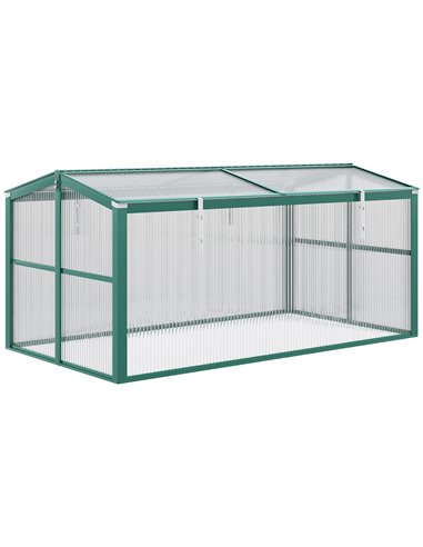 Outsunny Aluminium Polycarbonate Greenhouse Cold Frame Grow House, Openable Top for Flowers and Vegetables, 130x70x61cm 845-084V