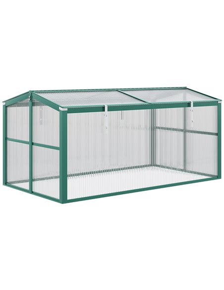 Outsunny Aluminium Polycarbonate Greenhouse Cold Frame Grow House, Openable Top for Flowers and Vegetables, 130x70x61cm 845-084V - pic 39006 | FastDaddyshop