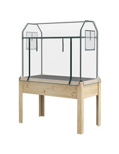 Outsunny Wooden Planter Box with Greenhouse Cover and Bed Liner 84H-023V00ND