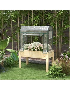 Outsunny Wooden Planter Box with Greenhouse Cover and Bed Liner 84H-023V00ND 2