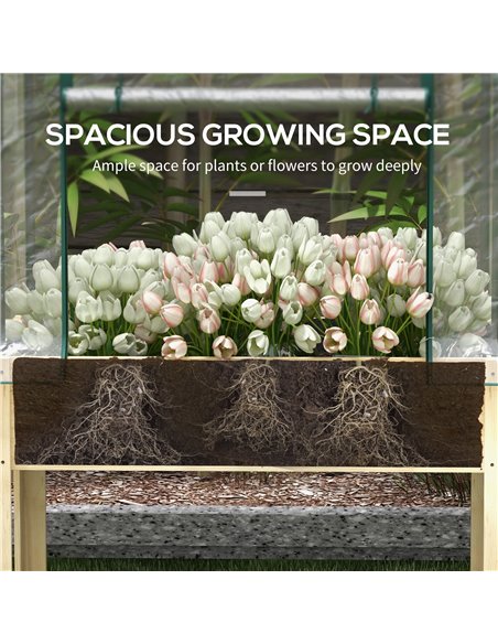 Outsunny Wooden Planter Box with Greenhouse Cover and Bed Liner, Raised Garden Bed for Vegetables, Flowers, Herbs 84H-023V00ND - pic 39015 | FastDaddyshop