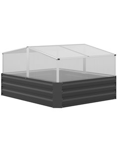 Outdoor Planter Box with Greenhouse and Cover, Dark Grey 845-780V01CG