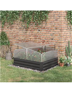 Outdoor Planter Box with Greenhouse and Cover, Dark Grey 845-780V01CG 2
