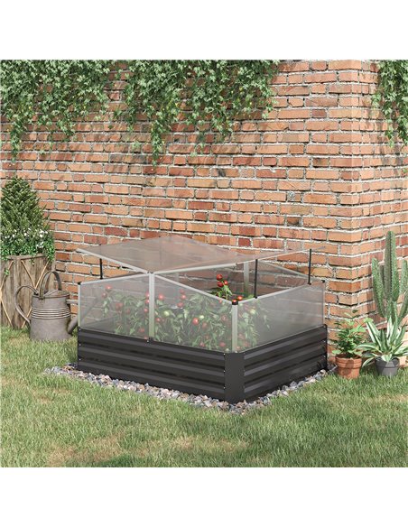 Outdoor Planter Box with Greenhouse and Cover, Dark Grey 845-780V01CG - pic 39019 | FastDaddyshop