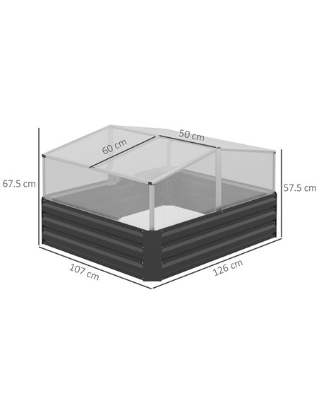 Outdoor Planter Box with Greenhouse and Cover, Dark Grey 845-780V01CG - pic 39020 | FastDaddyshop