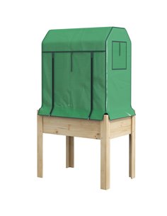 Outsunny Wooden Planter Box with PE Greenhouse Cover and Bed Liner 84H-022V00GN