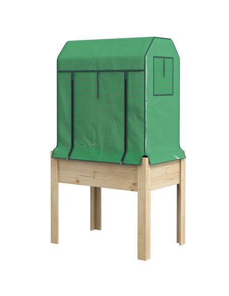 Outsunny Wooden Planter Box with PE Greenhouse Cover and Bed Liner 84H-022V00GN - pic 39027 | FastDaddyshop
