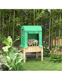 Outsunny Wooden Planter Box with PE Greenhouse Cover and Bed Liner 84H-022V00GN 2