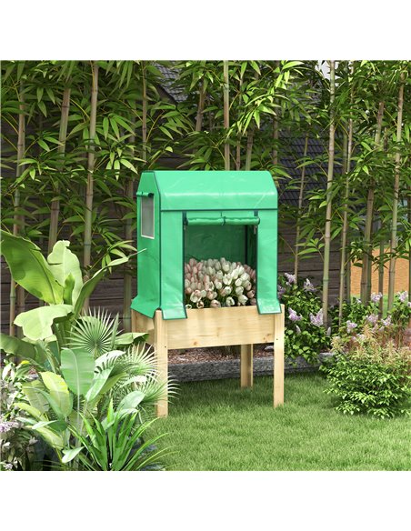 Outsunny Wooden Planter Box with PE Greenhouse Cover and Bed Liner 84H-022V00GN - pic 39028 | FastDaddyshop