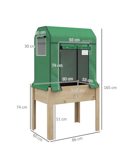 Outsunny Wooden Planter Box with PE Greenhouse Cover and Bed Liner 84H-022V00GN - pic 39029 | FastDaddyshop