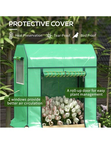 Outsunny Wooden Planter Box with PE Greenhouse Cover and Bed Liner 84H-022V00GN