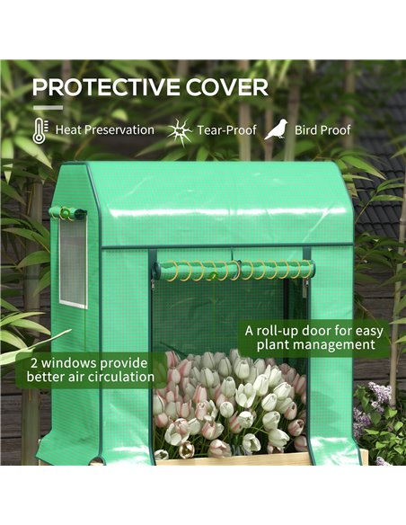 Outsunny Wooden Planter Box with PE Greenhouse Cover and Bed Liner 84H-022V00GN - pic 39030 | FastDaddyshop