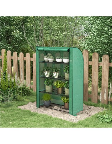 Outsunny 4 Tier Mini Greenhouse with Reinforced PE Cover, Green 845-938V00GN