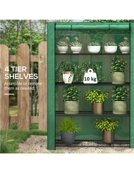 Outsunny 4 Tier Mini Greenhouse with Reinforced PE Cover, Green 845-938V00GN - pic 39066 | FastDaddyshop