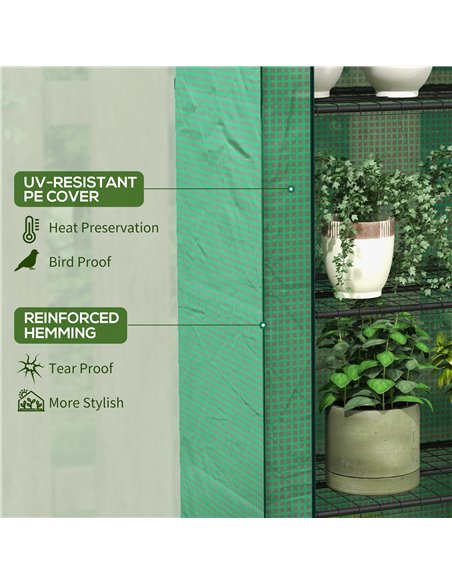 Outsunny 4 Tier Mini Greenhouse with Reinforced PE Cover, Green 845-938V00GN - pic 39067 | FastDaddyshop
