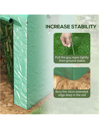 Outsunny Greenhouse, Walk-in Garden Grow House with Roll-up Door and Mesh Windows, 200 x 140 x 200cm, Green 845-939V00GN