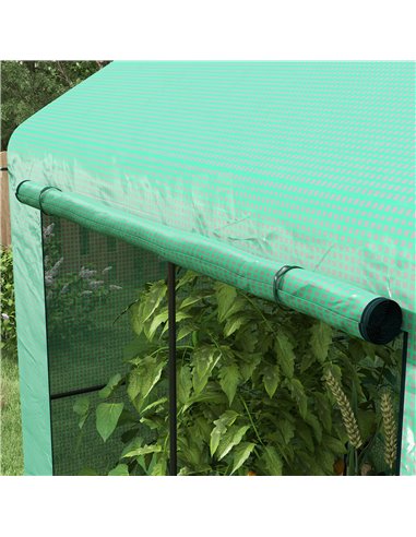 Outsunny Greenhouse, Walk-in Garden Grow House with Roll-up Door and Mesh Windows, 200 x 140 x 200cm, Green 845-939V00GN