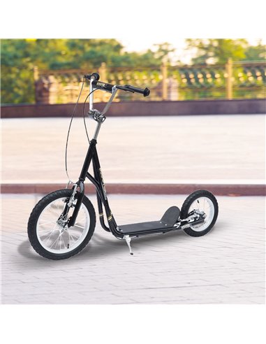 HOMCOM Adult Teen Push Scooter Kids Children Stunt Scooter Bike Bicycle Ride On Alloy Wheel Pneumatic 12" Tyres-Black