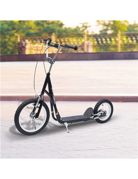 HOMCOM Adult Teen Push Scooter Kids Children Stunt Scooter Bike Bicycle Ride On Alloy Wheel Pneumatic 12" Tyres-Black - pic 3910 | FastDaddyshop