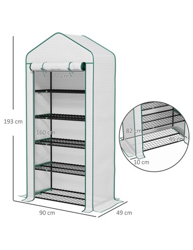 Outsunny 5 Tier Widened Mini Greenhouse, White 845-937V00WT