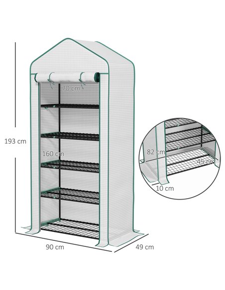 Outsunny 5 Tier Widened Mini Greenhouse, White 845-937V00WT - pic 39101 | FastDaddyshop