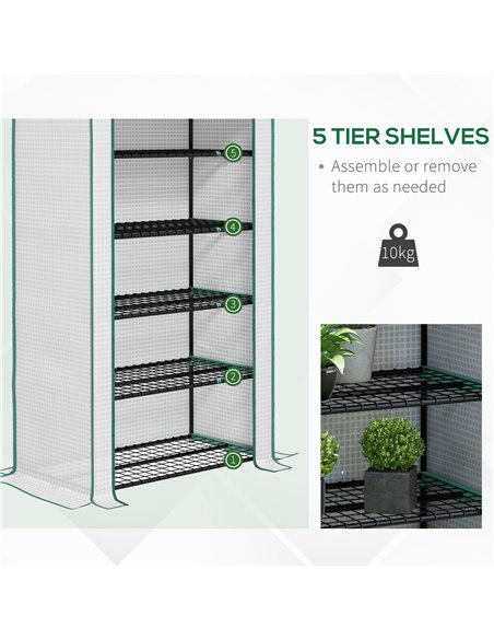 Outsunny 5 Tier Widened Mini Greenhouse w/ Reinforced PE Cover, Portable Green House w/ Roll-up Door & Wire Shelves, 193H x 90W  - pic 39103 | FastDaddyshop