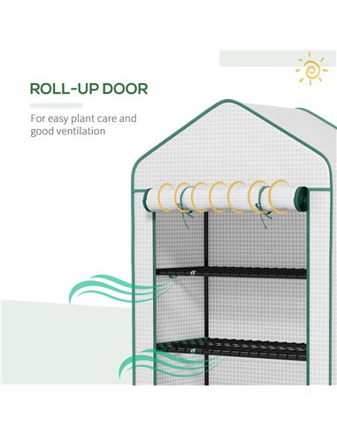 Outsunny 5 Tier Widened Mini Greenhouse w/ Reinforced PE Cover, Portable Green House w/ Roll-up Door & Wire Shelves, 193H x 90W 