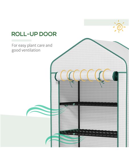 Outsunny 5 Tier Widened Mini Greenhouse w/ Reinforced PE Cover, Portable Green House w/ Roll-up Door & Wire Shelves, 193H x 90W  - pic 39105 | FastDaddyshop