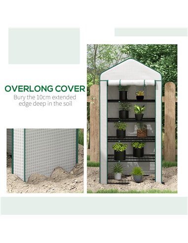 Outsunny 5 Tier Widened Mini Greenhouse w/ Reinforced PE Cover, Portable Green House w/ Roll-up Door & Wire Shelves, 193H x 90W 