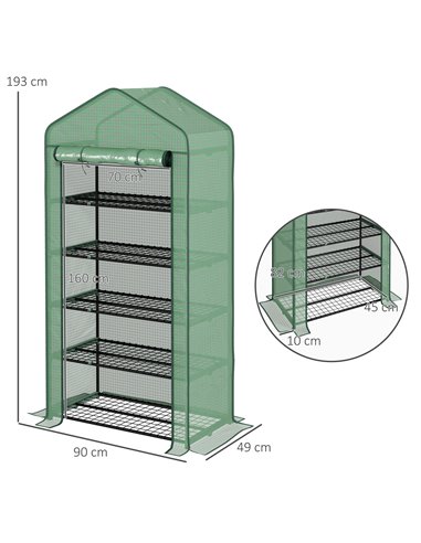 Outsunny 5 Tier Widened Mini Greenhouse, Green 845-937V00GN