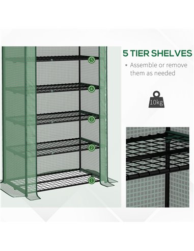 Outsunny 5 Tier Widened Mini Greenhouse w/ Reinforced PE Cover, Portable Green House w/ Roll-up Door & Wire Shelves, 193H x 90W 