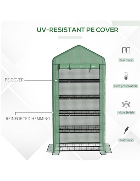 Outsunny 5 Tier Widened Mini Greenhouse w/ Reinforced PE Cover, Portable Green House w/ Roll-up Door & Wire Shelves, 193H x 90W  - pic 39113 | FastDaddyshop