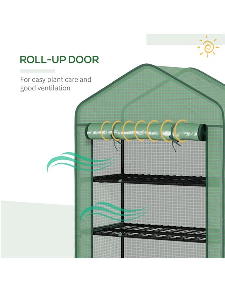 Outsunny 5 Tier Widened Mini Greenhouse w/ Reinforced PE Cover, Portable Green House w/ Roll-up Door & Wire Shelves, 193H x 90W  - pic 39114 | FastDaddyshop