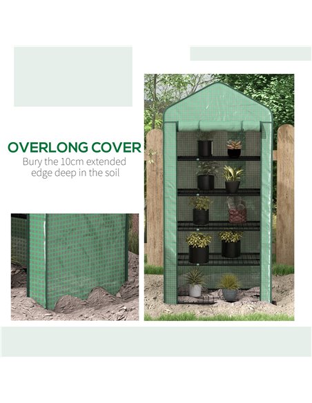 Outsunny 5 Tier Widened Mini Greenhouse w/ Reinforced PE Cover, Portable Green House w/ Roll-up Door & Wire Shelves, 193H x 90W  - pic 39115 | FastDaddyshop