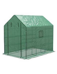 Outsunny Walk-in Greenhouse with 3 Tier Shelves, Green 845-931V00GN