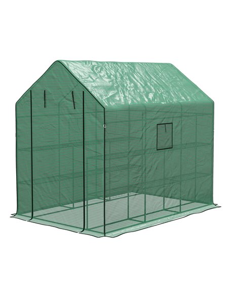 Outsunny Walk-in Greenhouse with 3 Tier Shelves, Green 845-931V00GN - pic 39117 | FastDaddyshop