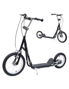 HOMCOM Adult Teen Push Scooter Kids Children Stunt Scooter Bike Bicycle Ride On Alloy Wheel Pneumatic 12" Tyres-Black