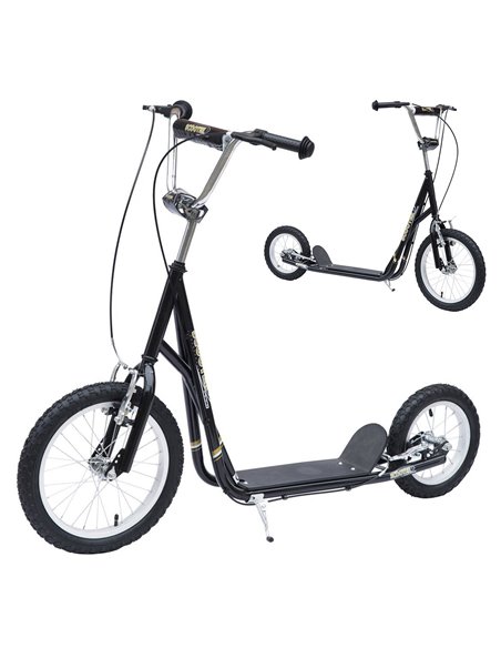 HOMCOM Adult Teen Push Scooter Kids Children Stunt Scooter Bike Bicycle Ride On Alloy Wheel Pneumatic 12" Tyres-Black - pic 3912 | FastDaddyshop