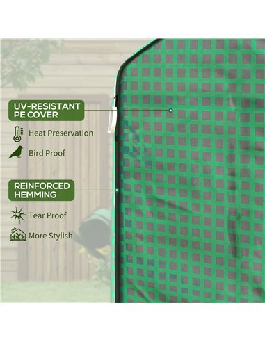 Outsunny Walk-in Greenhouse w/ 3 Tier Shelves, Green House Garden Grow House w/ PE Cover, Roll-up Door, Mesh Windows, 140 x 213 