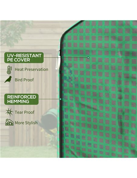 Outsunny Walk-in Greenhouse w/ 3 Tier Shelves, Green House Garden Grow House w/ PE Cover, Roll-up Door, Mesh Windows, 140 x 213  - pic 39121 | FastDaddyshop