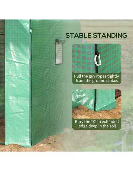 Outsunny Walk-in Greenhouse w/ 3 Tier Shelves, Green House Garden Grow House w/ PE Cover, Roll-up Door, Mesh Windows, 140 x 213  - pic 39123 | FastDaddyshop