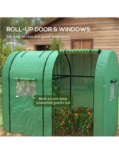 Outsunny Tomato Greenhouse, Garden Growhouse with 2 Roll-up Doors and 4 Mesh Windows, Portable Indoor Outdoor Green House, 185 x