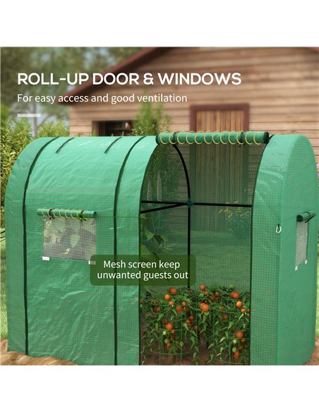 Outsunny Tomato Greenhouse, Garden Growhouse with 2 Roll-up Doors and 4 Mesh Windows, Portable Indoor Outdoor Green House, 185 x - pic 39131 | FastDaddyshop
