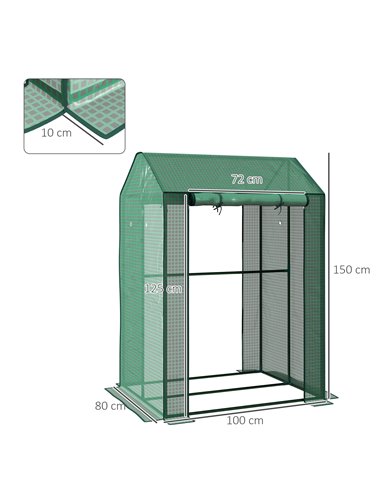 Outsunny 2-Room Green House, Mini Greenhouse, Green 845-957V00GN