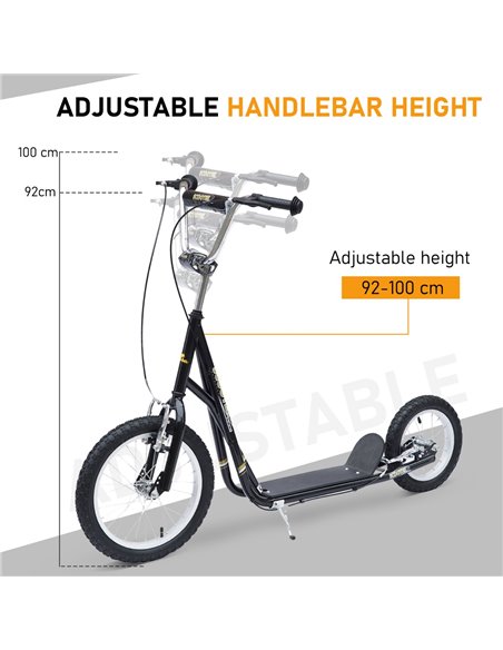 HOMCOM Adult Teen Push Scooter Kids Children Stunt Scooter Bike Bicycle Ride On Alloy Wheel Pneumatic 12" Tyres-Black - pic 3914 | FastDaddyshop