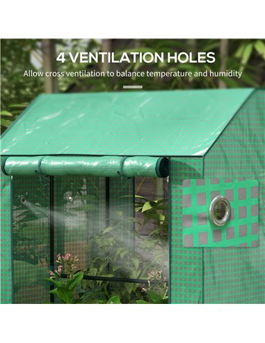 Outsunny 2-Room Green House, Mini Greenhouse with 2 Roll-up Doors, Vent Holes and Reinforced Cover, 100 x 80 x 150cm 845-957V00G